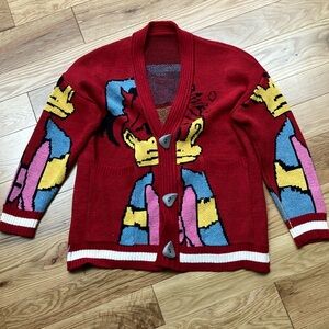 Retro Inspired Donald Duck cardigan sweater size large